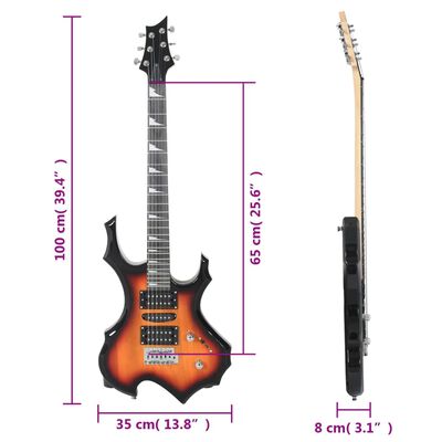 vidaXL Elektrisk gitar for nybegynnere med veske brun og svart 4/4 39"