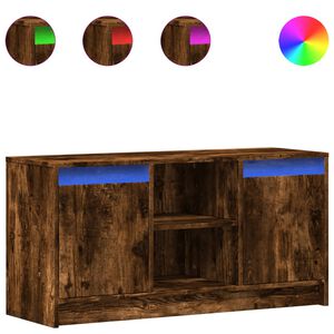 vidaXL TV-benk med LED r&oslash;kt eik 100x34x50 cm konstruert tre