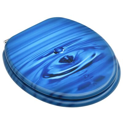 vidaXL Toalettsete med lokk MDF blå vanndråpe-design