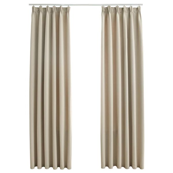 vidaXL Lystette gardiner med kroker 2 stk beige 140x245 cm