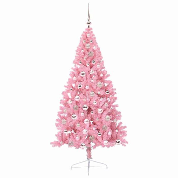 vidaXL Kunstig Forh&aring;ndsopplyst Juletre med 300 LED Rosa 180 cm PVC
