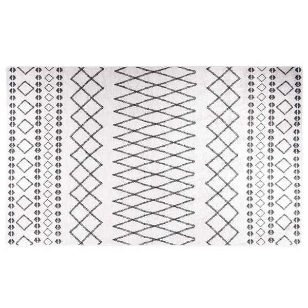 vidaXL Teppe vaskbart svart og hvit 120x170 cm