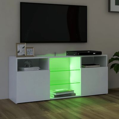 vidaXL TV-benk med LED-lys hvit 120x30x50 cm
