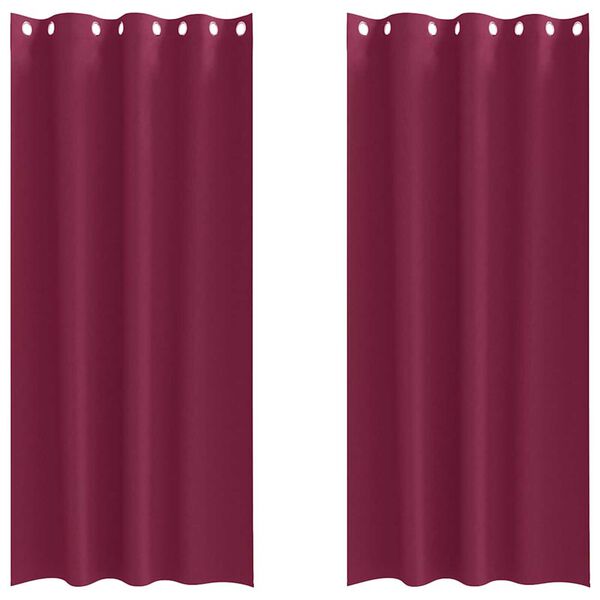 vidaXL M&oslash;rkleggende Gardiner med Ringer 2 pcs Vinr&oslash;d 245 x 140 cm