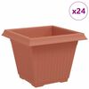 vidaXL Firkantet Blomsterpotte 24 pcs Klinker R&oslash;d 38 x 38 x 30 cm