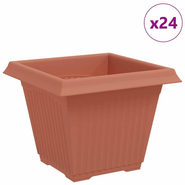 vidaXL Firkantet Blomsterpotte 24 pcs Klinker R&oslash;d 38 x 38 x 30 cm