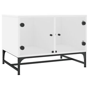 vidaXL Salongbord med glassd&oslash;rer hvit 68,5x50x50 cm