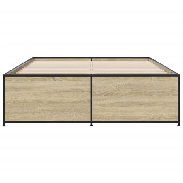 vidaXL Sengeramme sonoma eik 140x190 cm konstruert tre og metall
