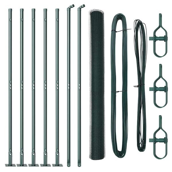 vidaXL Gjerdep&aring;le gr&oslash;nn 10 x 1,5 m (13 mm nett) St&aring;l og PVC