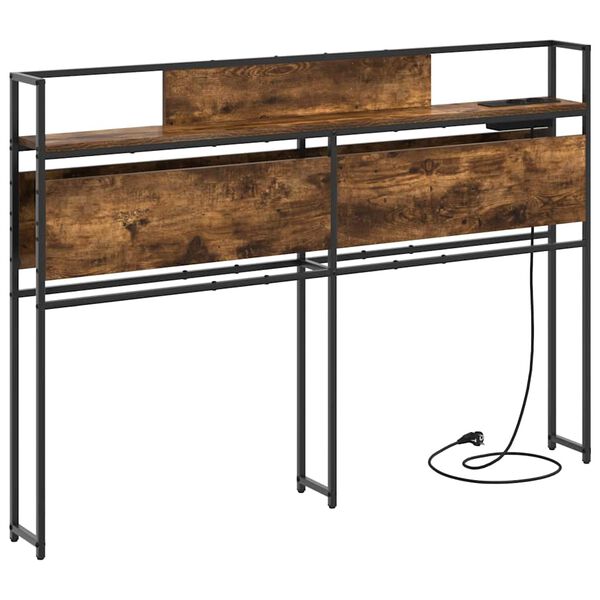 vidaXL Lagringshodegavl med hylle R&oslash;kt eik 120 cm Konstruert tre