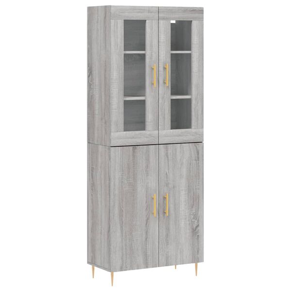 vidaXL Highboard gr&aring; sonoma 69,5x34x180 cm konstruert tre