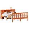 vidaXL Seng med bokhylle uten madrass voksbrun 140x190 cm heltre furu