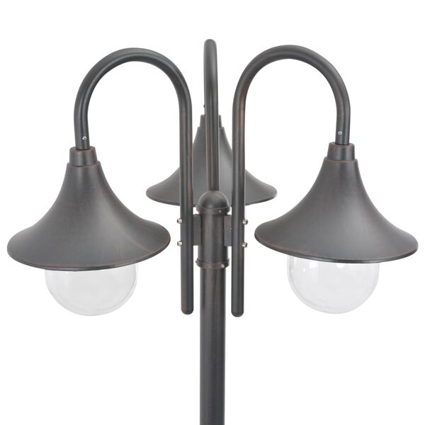 vidaXL Hagelyktestolpe E27 220 cm aluminium 3 lamper bronse