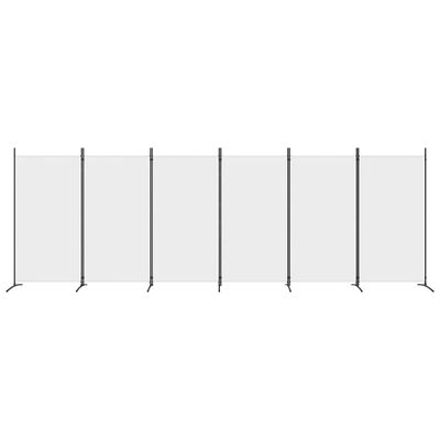 vidaXL Romdeler med 6 paneler hvit 520x180 cm stoff