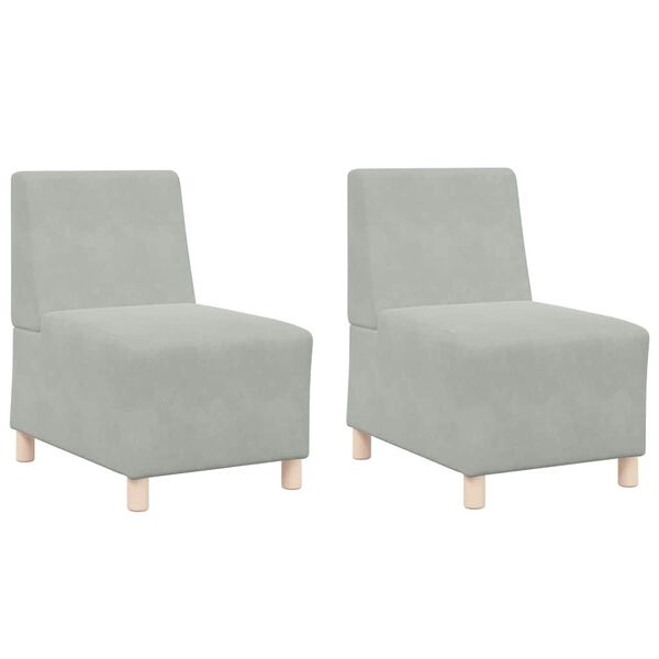 vidaXL Modul Sofa Enhet Armfri 2 pcs Lysegrå 55 x 74 x 82 cm Fløyel
