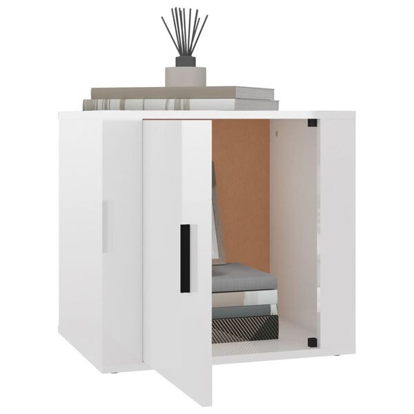 vidaXL Nattbord høyglans hvit 50x39x47 cm