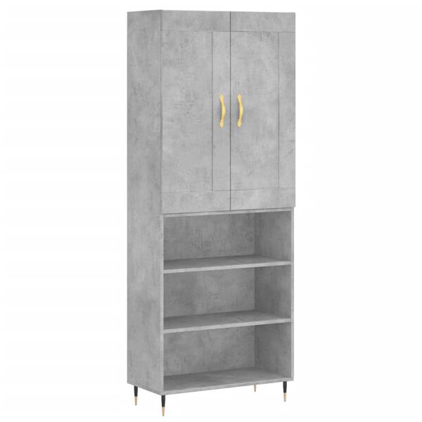vidaXL Highboard betonggr&aring; 69,5x34x180 cm konstruert tre