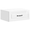 vidaXL Vegghengt Nattbord med skuff H&oslash;gglans hvit 49 x 34,5 x 20 cm