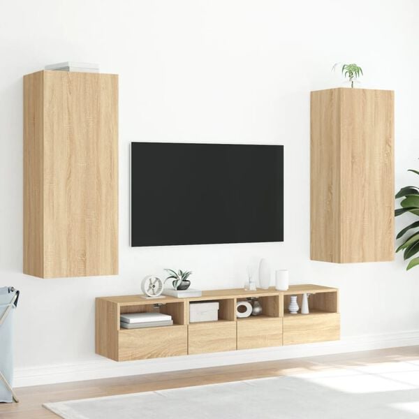 vidaXL Vegghengt TV-benk sonoma eik 40,5x30x102 cm konstruert tre