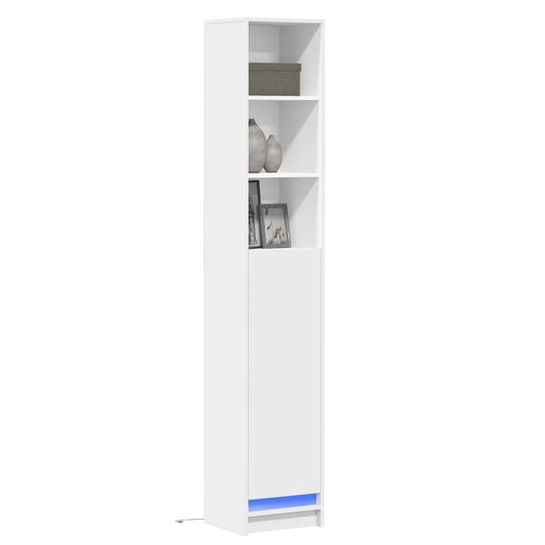 vidaXL Skjenk med LED hvit 36x32,5x200 cm konstruert tre