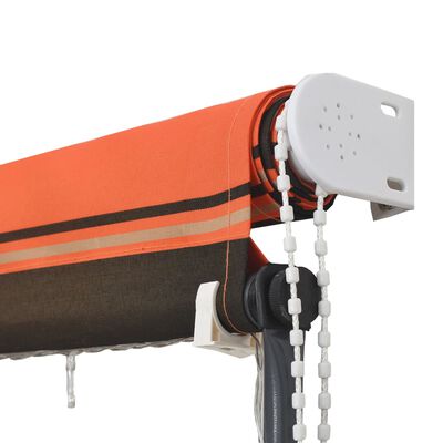 vidaXL Uttrekkbar markise med LED 350x150 cm oransje og brun