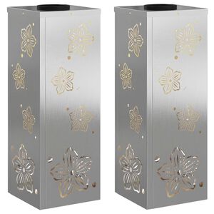 vidaXL Solenergi LED stibelys 2 pcs s&oslash;lv Rustfritt St&aring;l