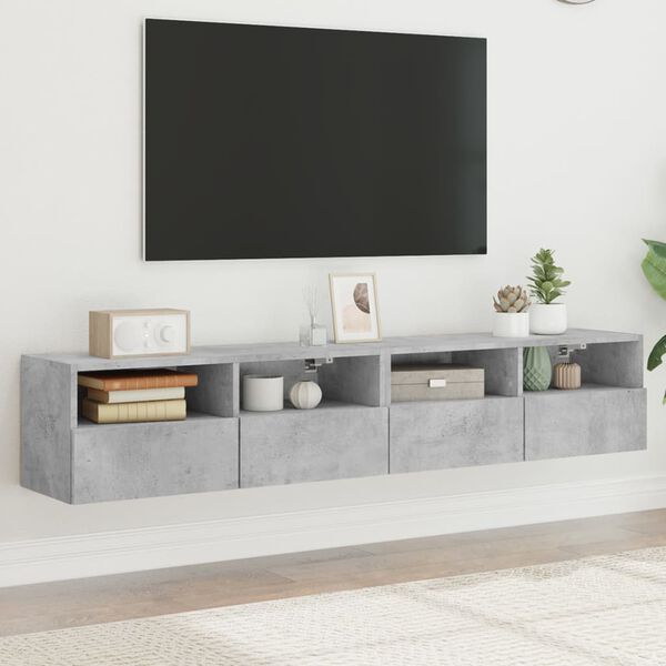 vidaXL Vegghengte TV-benker 2 stk betonggr&aring; 80x30x30 cm konstruert tre