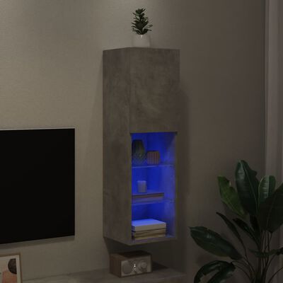 vidaXL TV-benk med LED-lys betonggrå 30,5x30x102 cm