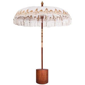 vidaXL Balinesisk parasoll med base Krem og brun &Oslash; 180-190 cm