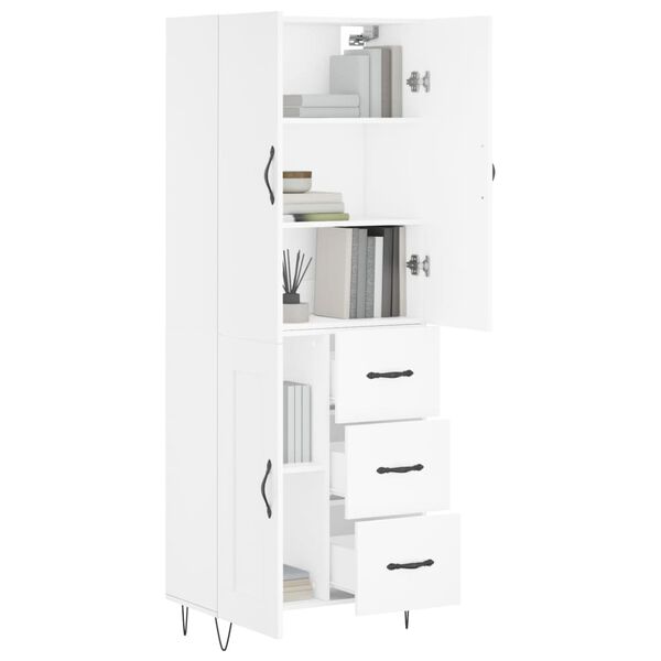 vidaXL Highboard hvit 69,5x34x180 cm konstruert tre