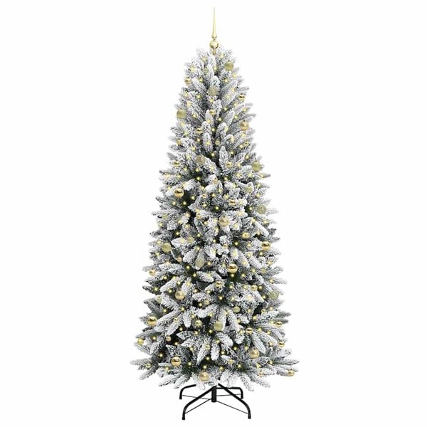 vidaXL Kunstig juletre med 300 LED Hvit 240 cm PVC, plast, st&aring;l og PE