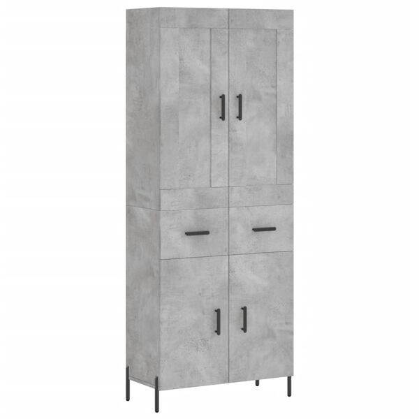 vidaXL Highboard betonggr&aring; 69,5x34x180 cm konstruert tre