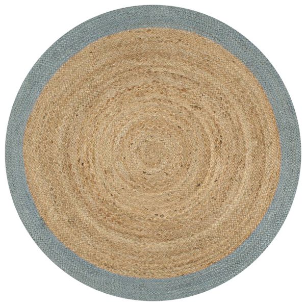 vidaXL Håndlaget juteteppe med olivengrønn kant 150 cm