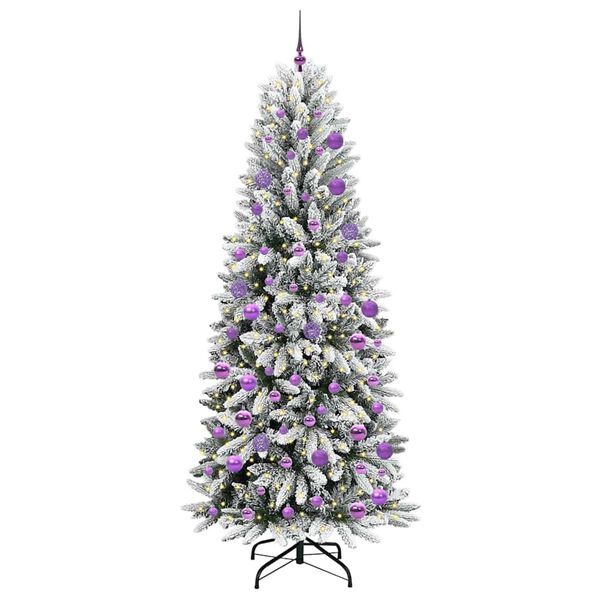 vidaXL Kunstig juletre med 300 LED Hvit 210 cm PVC, plast, st&aring;l og PE