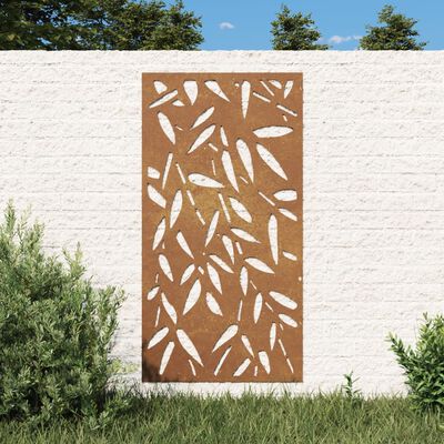 vidaXL Veggdekorasjon til hage 105x55 cm cortenstål bambusbladdesign