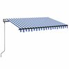 vidaXL Automatisk markise med LED og vindsensor 350x250 cm bl&aring; og hvit