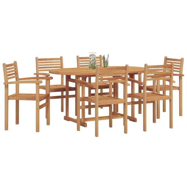 vidaXL Hage Spisegruppe 7 pcs Naturlig Solid akasietre
