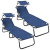 vidaXL Sammenleggbar solstol 2 pcs Bl&aring; 190 x 57 x 81 cm oxford