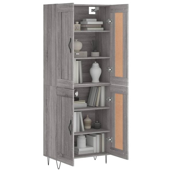 vidaXL Highboard gr&aring; sonoma 69,5x34x180 cm konstruert tre