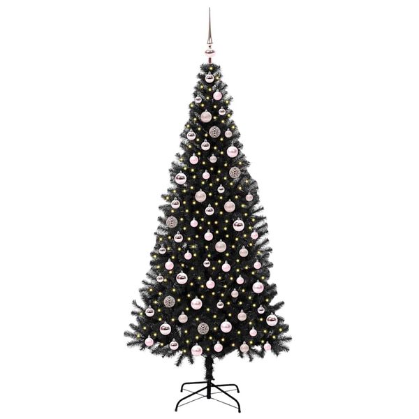vidaXL Juletre med 300 LED med stativ Svart 210 cm PVC