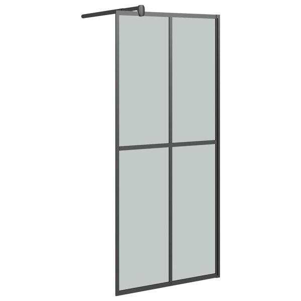 vidaXL Dusjvegg med hylle svart 80x195 cm ESG-glass og aluminium