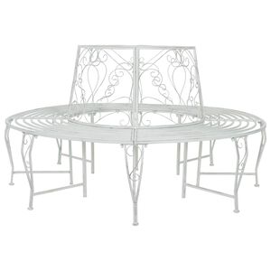 vidaXL Trebens 8-Antall seter &Oslash; 160 x 89 cm St&aring;l Antikk hvit Rund