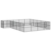 vidaXL Lekegrind for hunder 20 paneler svart galvanisert stål