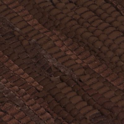 vidaXL Håndvevet Chindi teppe lær 160x230 cm brun