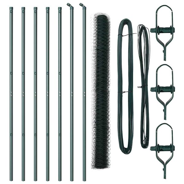 vidaXL Gjerdep&aring;le gr&oslash;nn 10 x 1,5 m (50 mm maske) St&aring;l og PVC