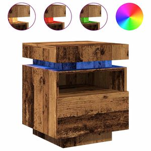 vidaXL Nattbord med LED 2 stk gammelt tre 40x39x48,5 cm