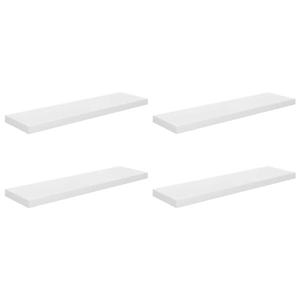vidaXL Flytende vegghyller 4 stk h&oslash;yglans hvit 90x23,5x3,8 cm MDF