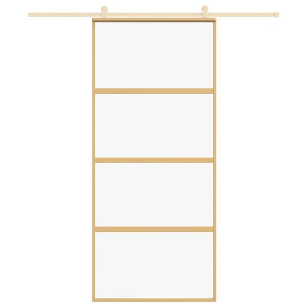 vidaXL Skyved&oslash;r gull 90x205 cm gjennomsiktig ESG glass og aluminium