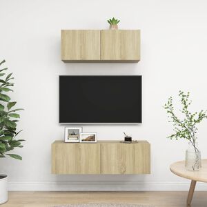 vidaXL TV-benksett 2 stk sonoma eik konstruert tre