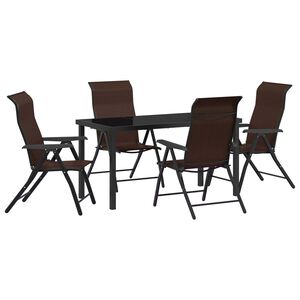 vidaXL Hage Spisegruppe 5 pcs Brun Pulverlakkert st&aring;l